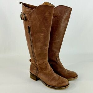 Lucky Brand Tall Brown Leather Boots with buckle accent 7 Medium